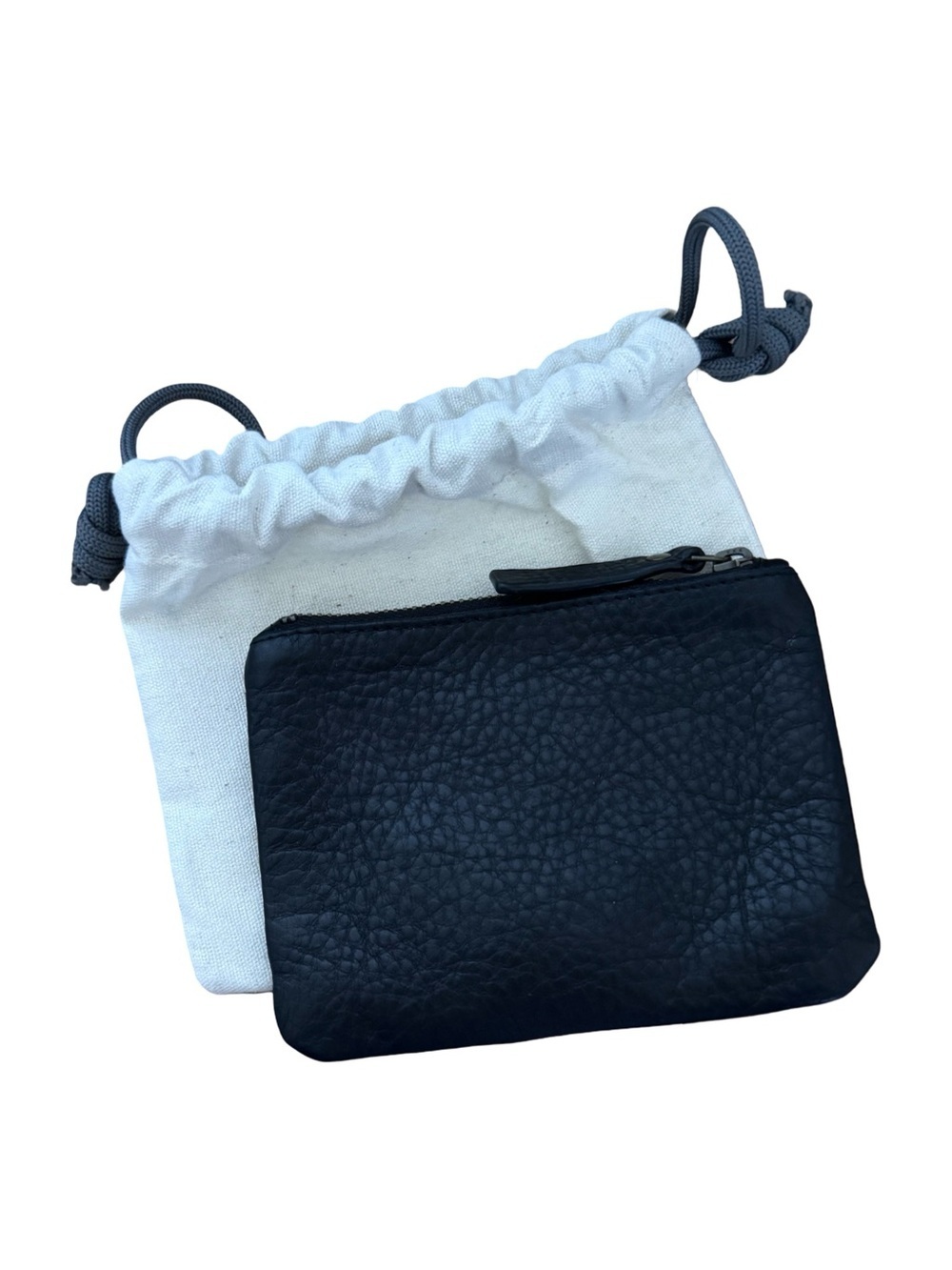 Duluth Trading Co. Black Pebble 100% Leather Lifetime Zipper Pouch with Dust Bag